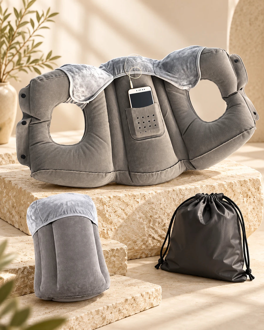 AeroNestly Pro unfolded, packed and its drawstring storage pouch
