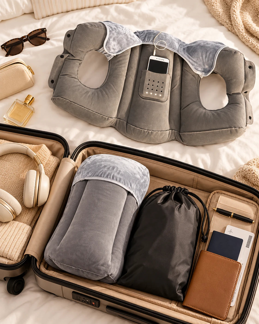 Packing AeroNestly Pro and its pouch into a carry-on suitcase